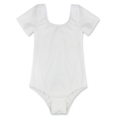 CHICTRY Girls Children Classic Cotton Short Sleeve Dance Wear Leotard Gymnastics Bodysuit Clothes White 6