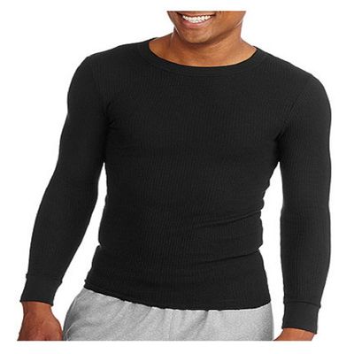 Fruit of the Loom Men's Classic Midweight Waffle Thermal Underwear Crew Top (1 & 2 Packs), Black Soot, Small