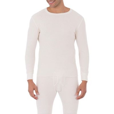 Fruit of the Loom Men's Classic Midweight Waffle Thermal Underwear Crew Top (1 & 2 Packs), Natural, Small