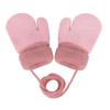 Toddler Baby Knitted Winter Gloves Cable Mittens Cute Cartoon Bear Kids Boys Girls Thermal Thick Fleece Lined Gloves Wool Warm Knit Snow Ski Cold Weather Gloves Children with String Age 0-3Y view 2