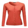 Basic Solid Round Neck Sweater Cardigan Orange Size L view 1