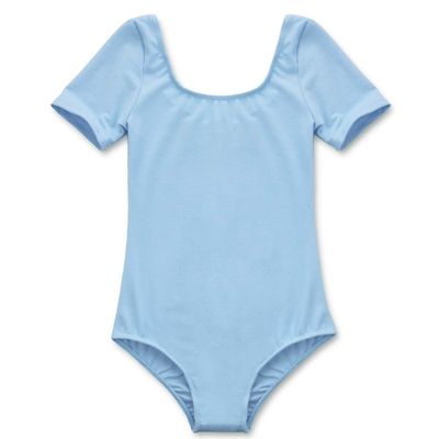 CHICTRY Girls Children Classic Cotton Short Sleeve Dance Wear Leotard Gymnastics Bodysuit Clothes Blue 6