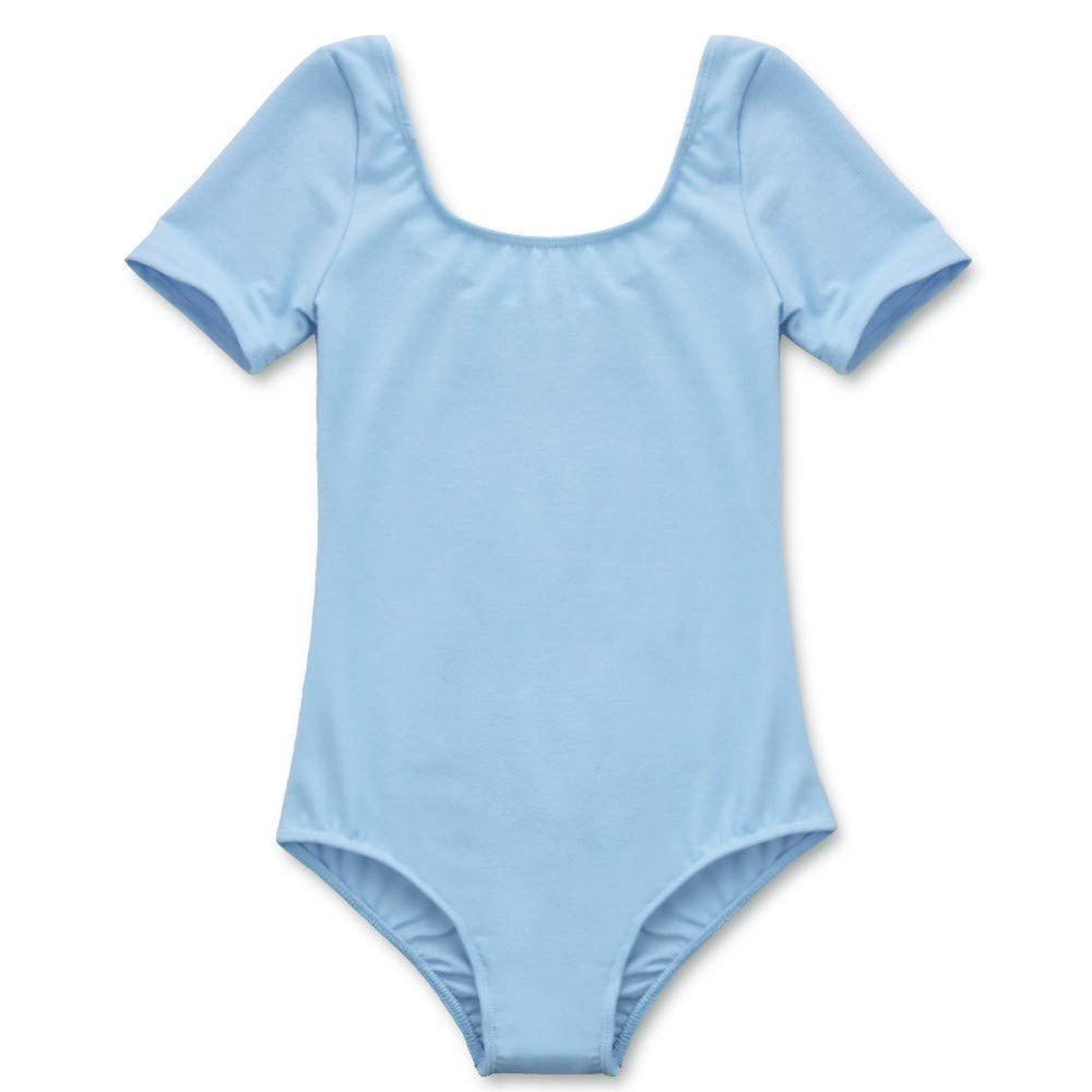 CHICTRY Girls Children Classic Cotton Short Sleeve Dance Wear Leotard Gymnastics Bodysuit Clothes Blue 6