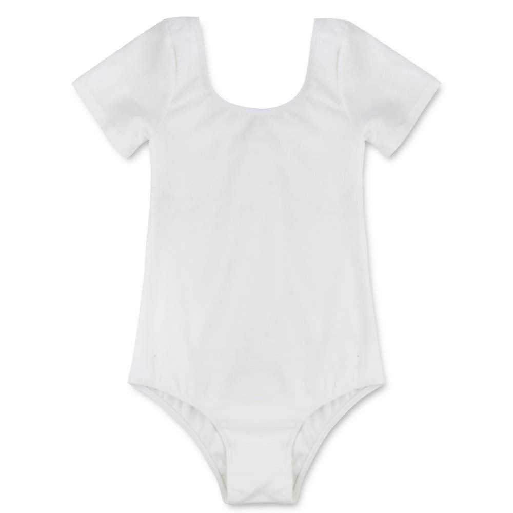 CHICTRY Girls Children Classic Cotton Short Sleeve Dance Wear Leotard Gymnastics Bodysuit Clothes White 3