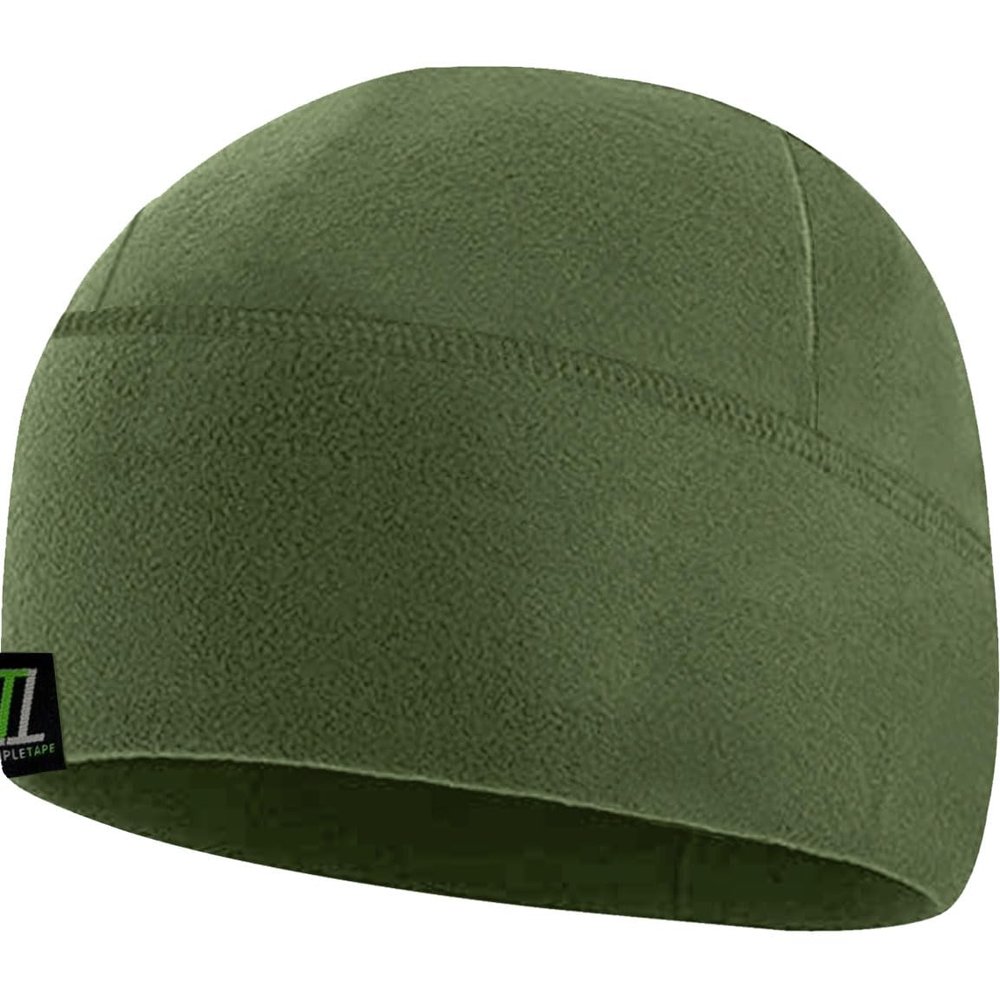 Temple Tape Tactical Fleece Watch Cap Beanie  Skull Cap Fleece Hat - OD Green - XL (for Larger Heads)