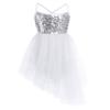 YiZYiF Kids Girl's Camisole Sequined Tutu Ballet Dance Party Leotard Dress (3-4, Asymmetric White) view 1
