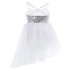 YiZYiF Kids Girl's Camisole Sequined Tutu Ballet Dance Party Leotard Dress (3-4, Asymmetric White) view 2