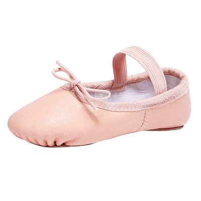 Stelle Ballet Shoes for Girls Toddler Genuine Leather Ballet Dance Slippers for Toddler/Little/Big Kids/Boys(3ML,Ballet Pink,with Tie)