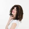 Long Hair Curly Wavy Full Head Synthetic Wigs Cosplay Costume Party Hairpiece + Free Wig Cap (Black&Glod) view 2