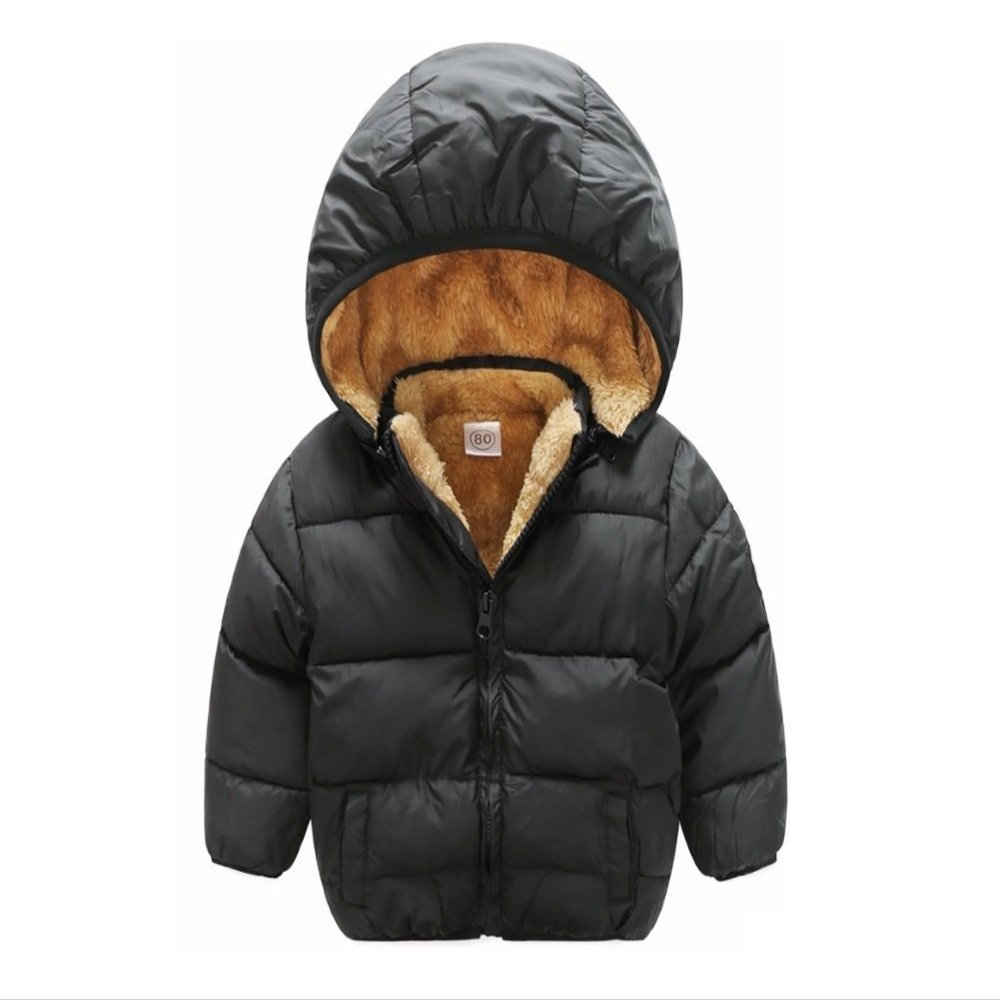 Stesti Winter Coat For Baby Boy Hooded Wool Winter Jacket For Girls (Black, 18M)