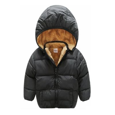 Stesti Winter Coat for Baby Boy Hooded Wool Winter Jacket for Girls (Black, 2T)