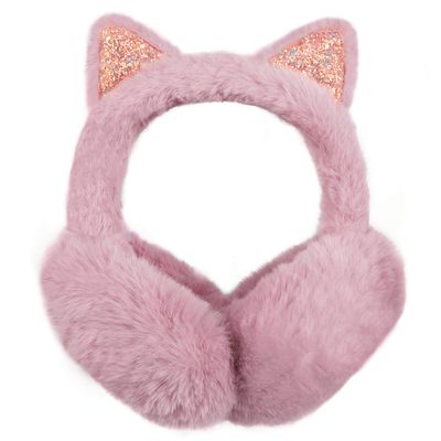 Surblue Foldable Cat Ear Earmuffs - Winter Warm Outdoor Covers Headband Fur Warmer, Cameo Brown