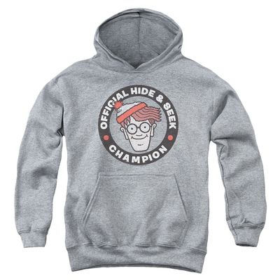 Where's Waldo Champion Unisex Youth Pull-Over Hoodie for Boys and Girls Athletic Heather
