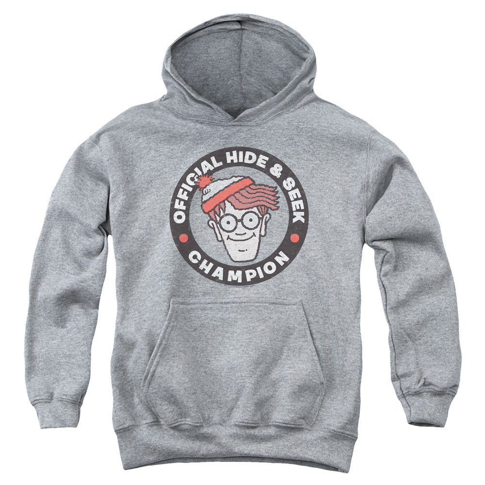 Where's Waldo Champion Unisex Youth Pull-Over Hoodie for Boys and Girls Athletic Heather