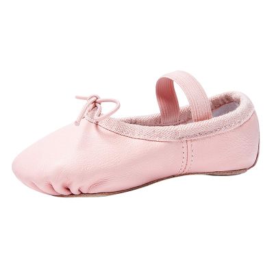 Stelle Ballet Shoes for Girls Toddler Genuine Leather Ballet Dance Slippers for Toddler/Little/Big Kids/Boys(6MT, Pink,with Tie)