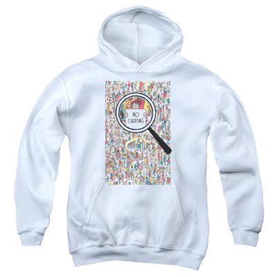 Where's Waldo No Cheating Unisex Youth Pull-Over Hoodie for Boys and Girls White