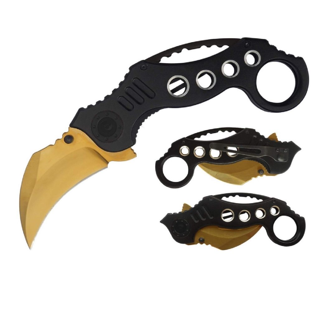 Impulse Product Karambit 3 in Gold Blade Black Handle