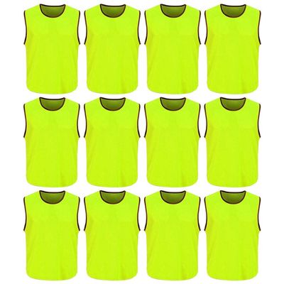 DreamHigh 12 Pack Soccer Team Sports Training Vest Adult Neon Green One size (L)