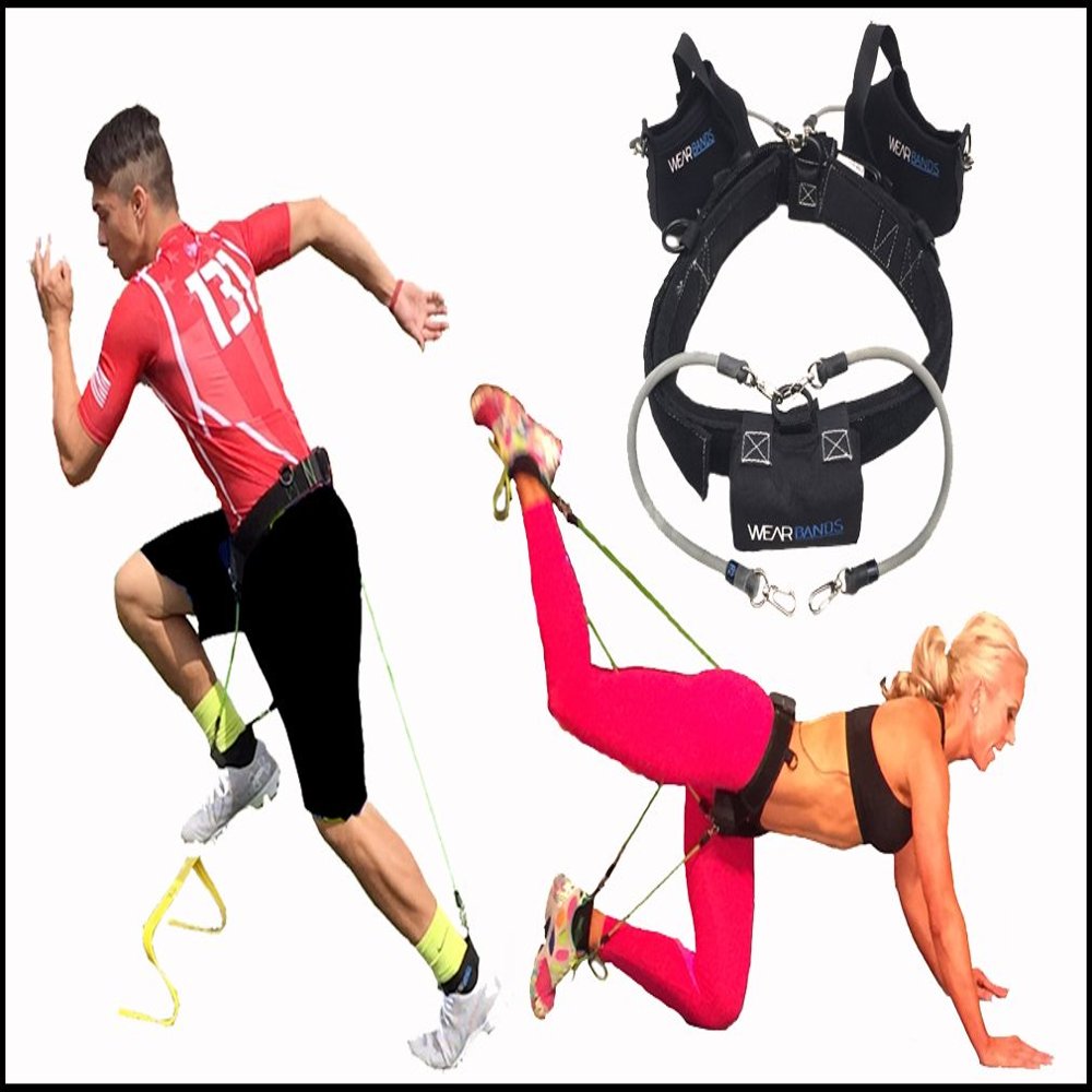 WearBands 3-Level Resistance Bands Training System for Sports & Fitness Training (Shoe Size: M5.5-8.5,W7.5-10.5, Height: 5'6"-6'1")