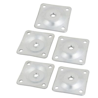 uxcell M8 2mm Thickness Iron Zinc Plated Square Furniture Leg Mounting Plates 5pcs