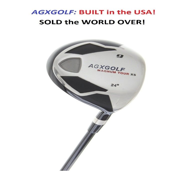 AGXGOLF Men's Magnum XS #9 (24 Degree) Fairway Utility Wood: Graphite Shaft + Head Cover: Stiff Flex, X-Tall Length (+1.5")