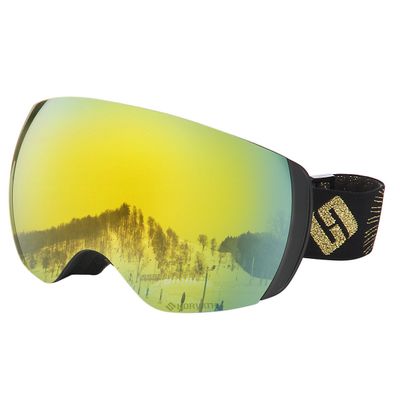 Horvath Ski Goggles for Men Women Snowboarding Snowmobile Motorcycle Goggles 100% UV Protective Interchangeable Lens Anti-Fog Scratch Outdoor Safety + Bones Amber Lens (VLT 14% Black/Yellow)