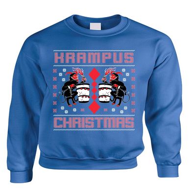 ALLNTRENDS Adult Sweatshirt Krampus Christmas Ugly Xmas Gift Cool Top (M, Royal Blue)