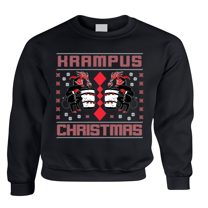 ALLNTRENDS Adult Sweatshirt Krampus Christmas Ugly Xmas Gift Cool Top (XL, Black)