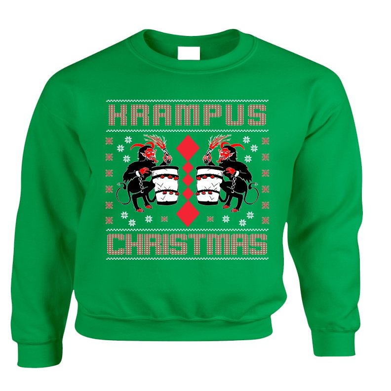 ALLNTRENDS Adult Sweatshirt Krampus Christmas Ugly Xmas Gift Cool Top (XL, Irish Green)