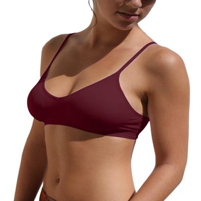 Blue 55 Women's Bralette Wireless Padded Bra Top Sexy Everyday Basic Deep V-Neck (S/M, Wine)
