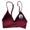 Blue 55 Women's Bralette Wireless Padded Bra Top Sexy Everyday Basic Deep V-Neck (S/M, Wine) view 2