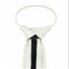 Vesuvio Napoli PreTied SKINNY Men's Neck Tie Solid CREAM Narrow Zipper Necktie view 3