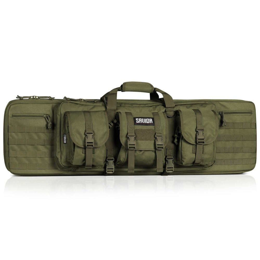 Savior Equipment American Classic Tactical Double Long Gun Bag Pistol Transportation Case w/Backpack Strap, 42 Inch Olive Drab Green