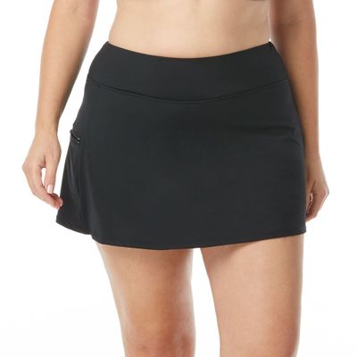BEACH HOUSE Emma Swim Skort - Modest Plus Size Swim Skirt with Shorts, Black 24W