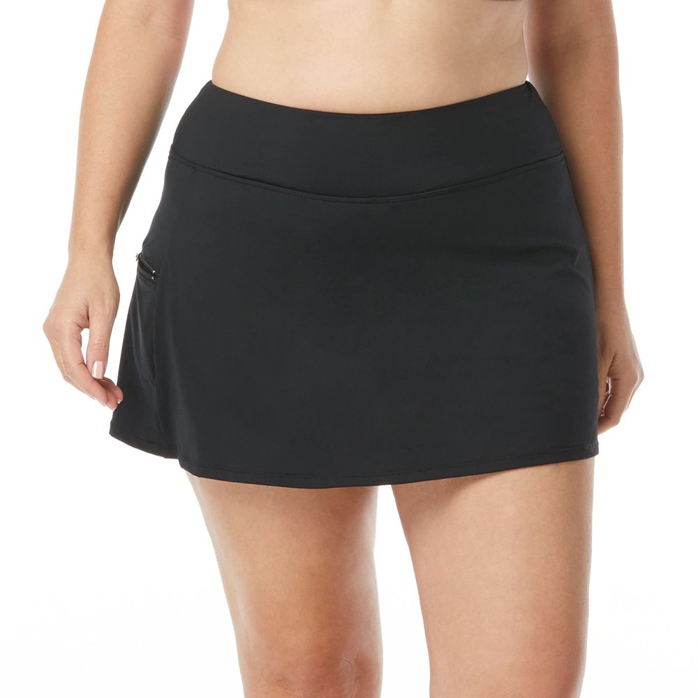 BEACH HOUSE Emma Swim Skort - Modest Plus Size Swim Skirt with Shorts, Black 24W