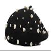 2021 Vintage Pearl Wool Beret Hat Lady Fashion Artist Hat (Black) view 1