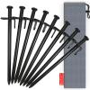 BareFour Tent Stakes Heavy Duty, 8-Inch Camping Stakes, Forged Steel Tent Pegs Unbreakable and Inflexible - Available in Rocky Place Dessert Snowfield and Grassland (8 Pack 8 Inch) view 1