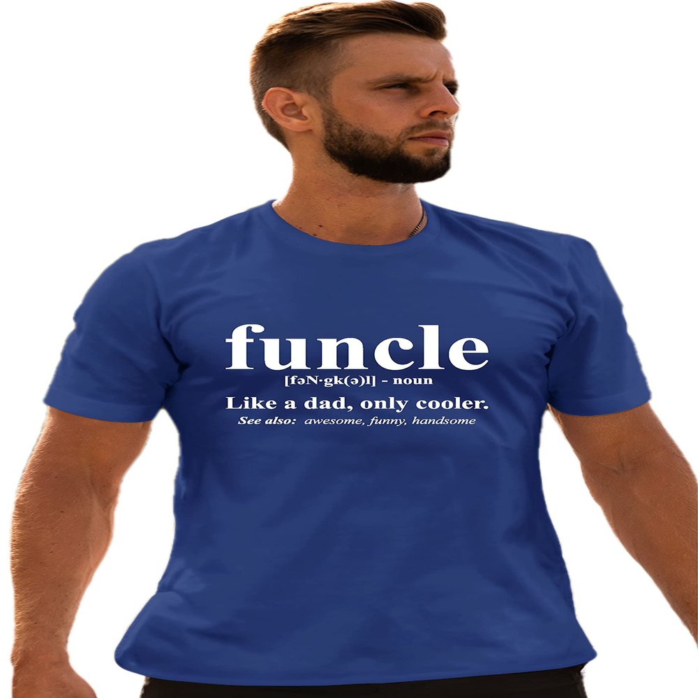 Go All Out Small Royal Blue Adult Funcle Funny Uncle T-Shirt