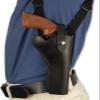 Barsony Black Leather Cross Harness Vertical Shoulder Holster for 6" 38 357 44 Revolvers (New Model Blackhawk 5.5in, Right) view 3