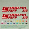 Pair of Carolina Skiff J 16 Compatible Replacement Boat Decals Vinyl Stickers Outboard Motor Set of 2 (38" X 7.8", Red 031) view 1