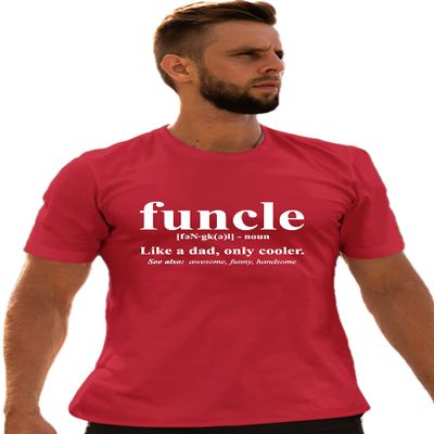 Go All Out Small Red Adult Funcle Funny Uncle T-Shirt