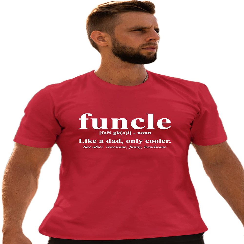 Go All Out Small Red Adult Funcle Funny Uncle T-Shirt