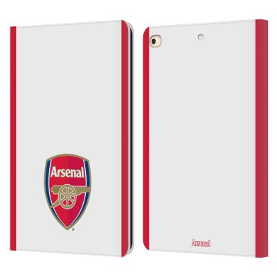 Head Case Designs Officially Licensed Arsenal FC Stripes 2 Crest 2 Leather Wallet Case Compatible with Apple iPad 9.7 2017 / iPad 9.7 2018