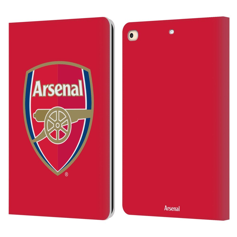 Head Case Designs Officially Licensed Arsenal FC Full Colour Red Crest 2 Leather Wallet Case Compatible with Apple iPad 9.7 2017 / iPad 9.7 2018