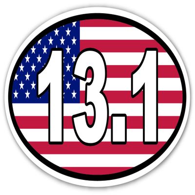 13.1 Marathon US Flag Background Vinyl Euro Decal Bumper Sticker 3 X 5