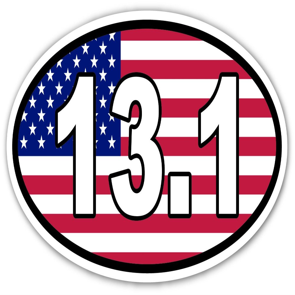 13.1 Marathon US Flag Background Vinyl Euro Decal Bumper Sticker 3 X 5
