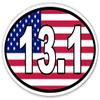 13.1 Marathon US Flag Background Vinyl Euro Decal Bumper Sticker 3 X 5 view 1