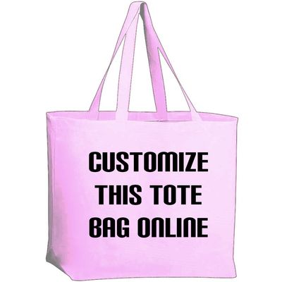 Q-Tees Jumbo Canvas Tote Bag in Pink with Your Custom Text