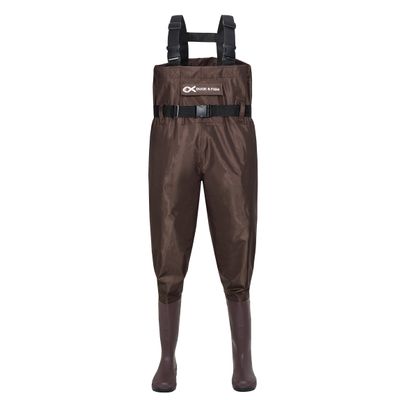 Duck and Fish Brown Chest Wader Cleated Boot Foot with Waist Belt (13 M US Men)