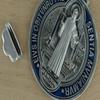 Silver Plated Medallion Saint Benedict of Nursia - Diameter inch 4,9 view 4